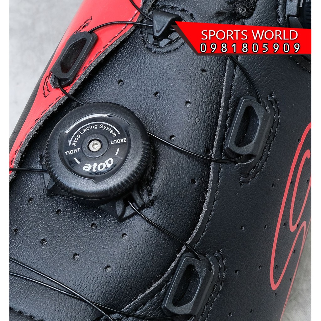 Giày can đạp xe, 2 khóa vặn, dòng Road SD-019 SIDEBIKE -BLACK-RED