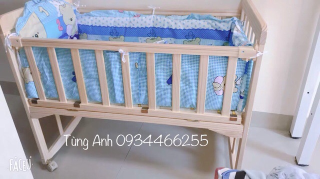 GIƯỜNG CŨI GỖ, NÔI CŨI CHO BÉ kích thước 104*60*84 (loại 1 tầng)