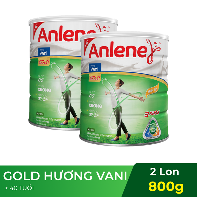 Combo 2 lon Sữa Bột Anlene Gold Movepro Hương Vanilla 800g/hộp (trên 40 tuổi)