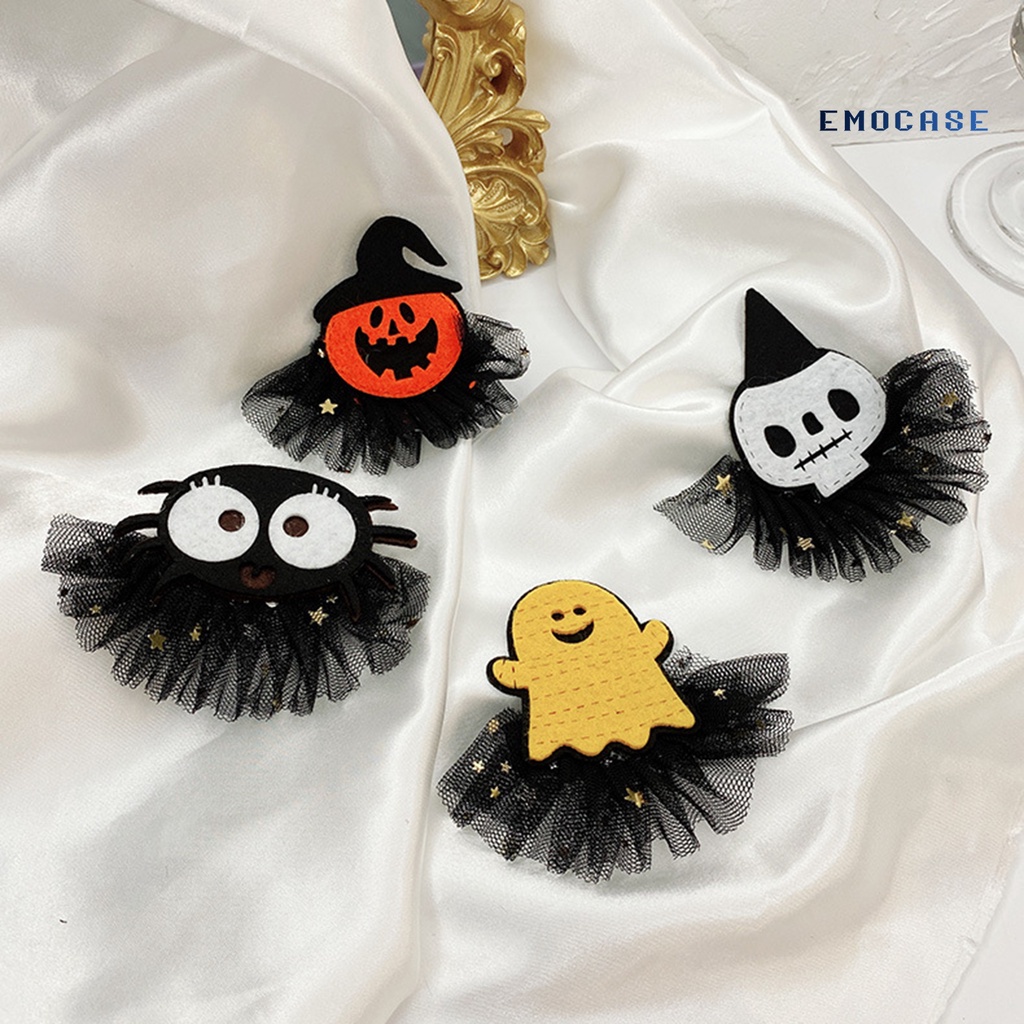 Ny-h Kẹp Tóc Trang Trí Hình Bí Ngô Hoạt Hình Bắt Mắt Phối Lưới Có Thể Tái Sử Dụng Trang Trí Lễ Hội Halloween