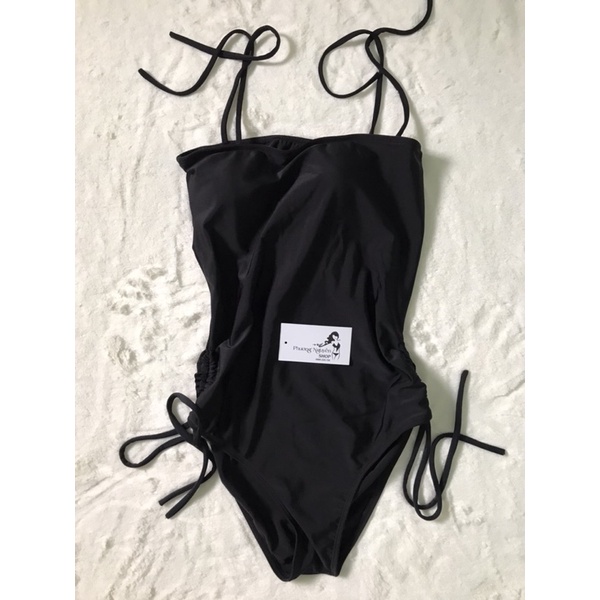 Đồ bơi áo tắm bikini nữ liền thân 1 mảnh cúp ngực dây rút hông màu đen đi biển cực sang đẹp