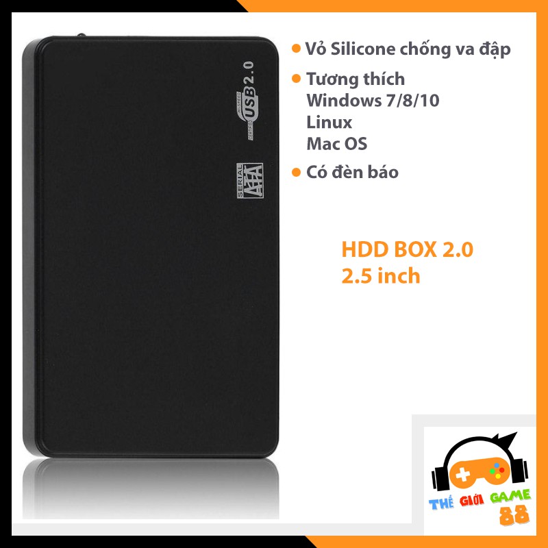 Box ổ cứng USB 2.0 dùng cho ổ HDD SSD 2.5 inch làm ổ di động