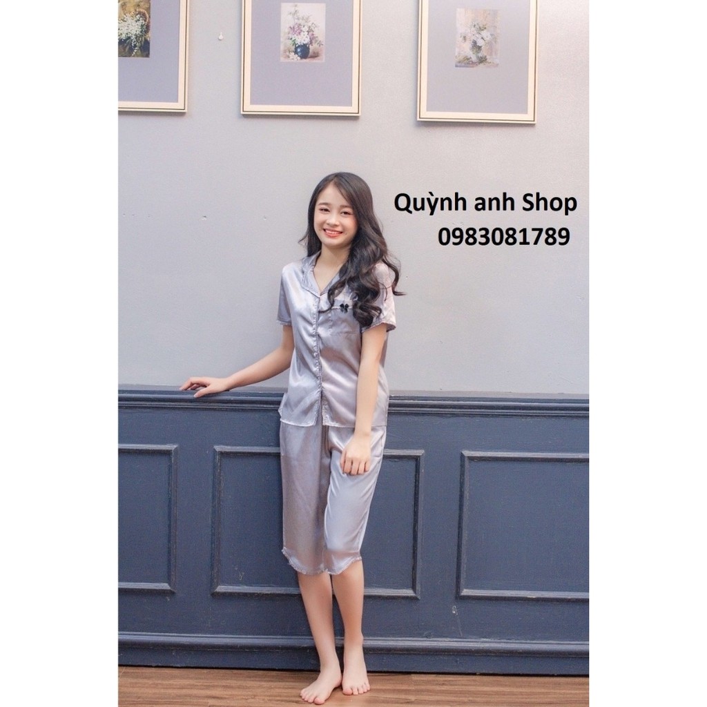 Bộ Pijama Lụa Áo Cộc -quần Lửng