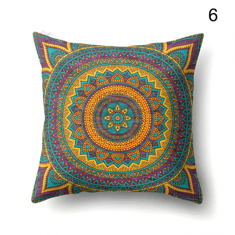 MANDALA VN Vỏ Gối Vuông 45x45cm Họa Tiết Hoa Văn Phong Cách Bohemian