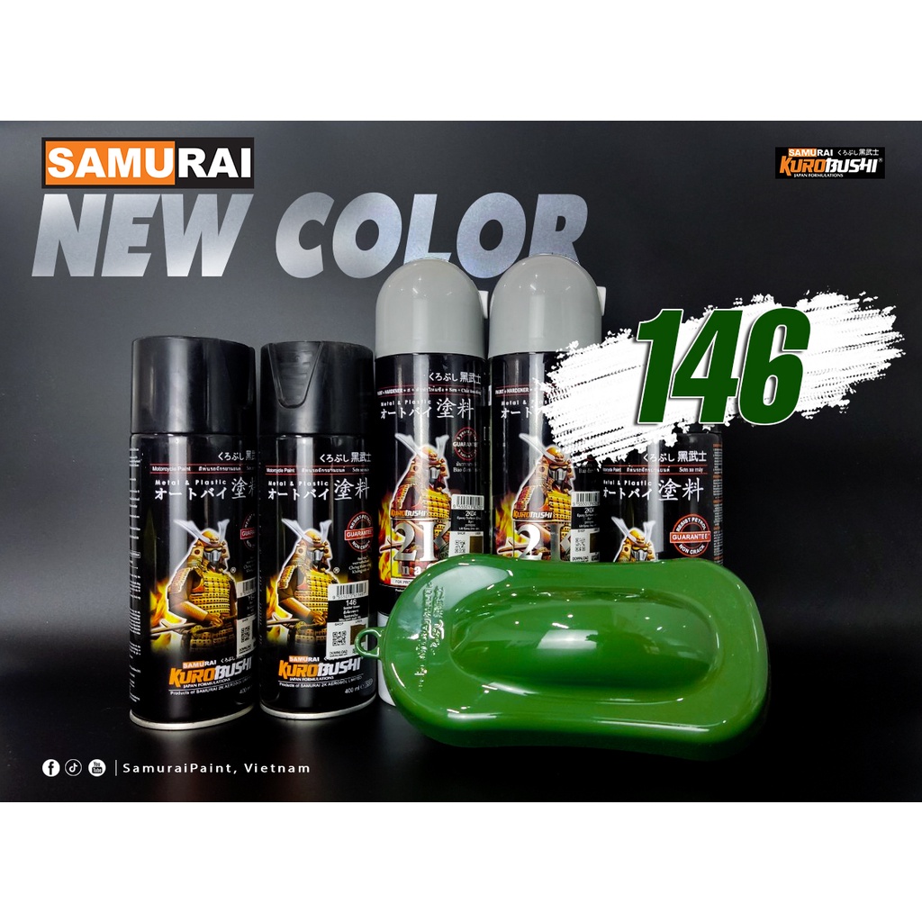 Sơn Xịt Samurai Màu Xanh Quân Đội 146