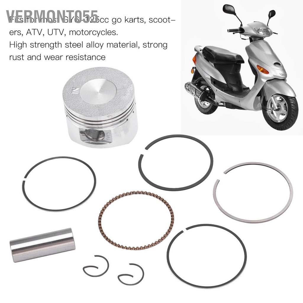 Vermont055 Bộ lắp ráp piston Động cơ hợp kim thép Vòng cho GY6‑125 ​​Go Karts Scooters ATV UTV Motorcycles