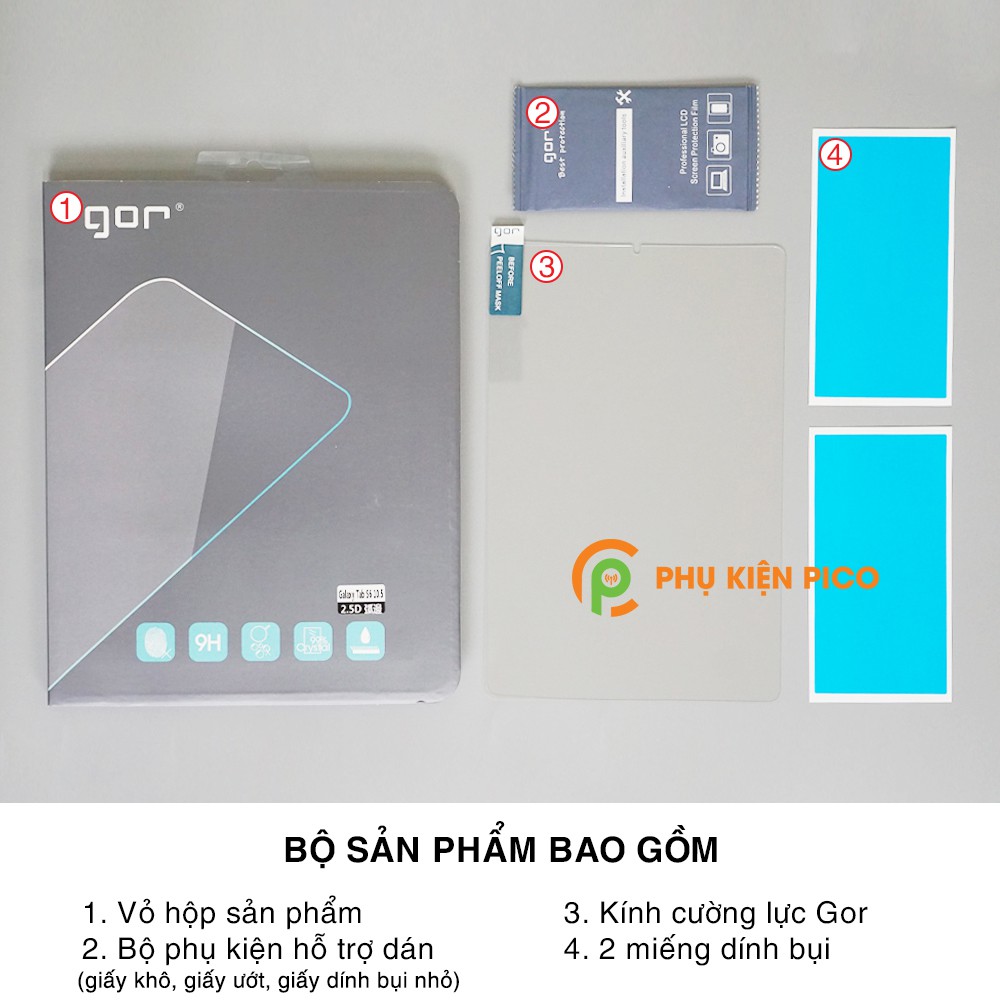 Kính cường lực Samsung Galaxy Tab S7 Plus chính hãng GOR trong suốt độ cứng 9H full màn hình