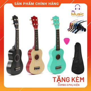 Combo Đàn Ukulele Soprano Gỗ + Bao vải + Capo Ukulele + Học nhạc lý qua video call