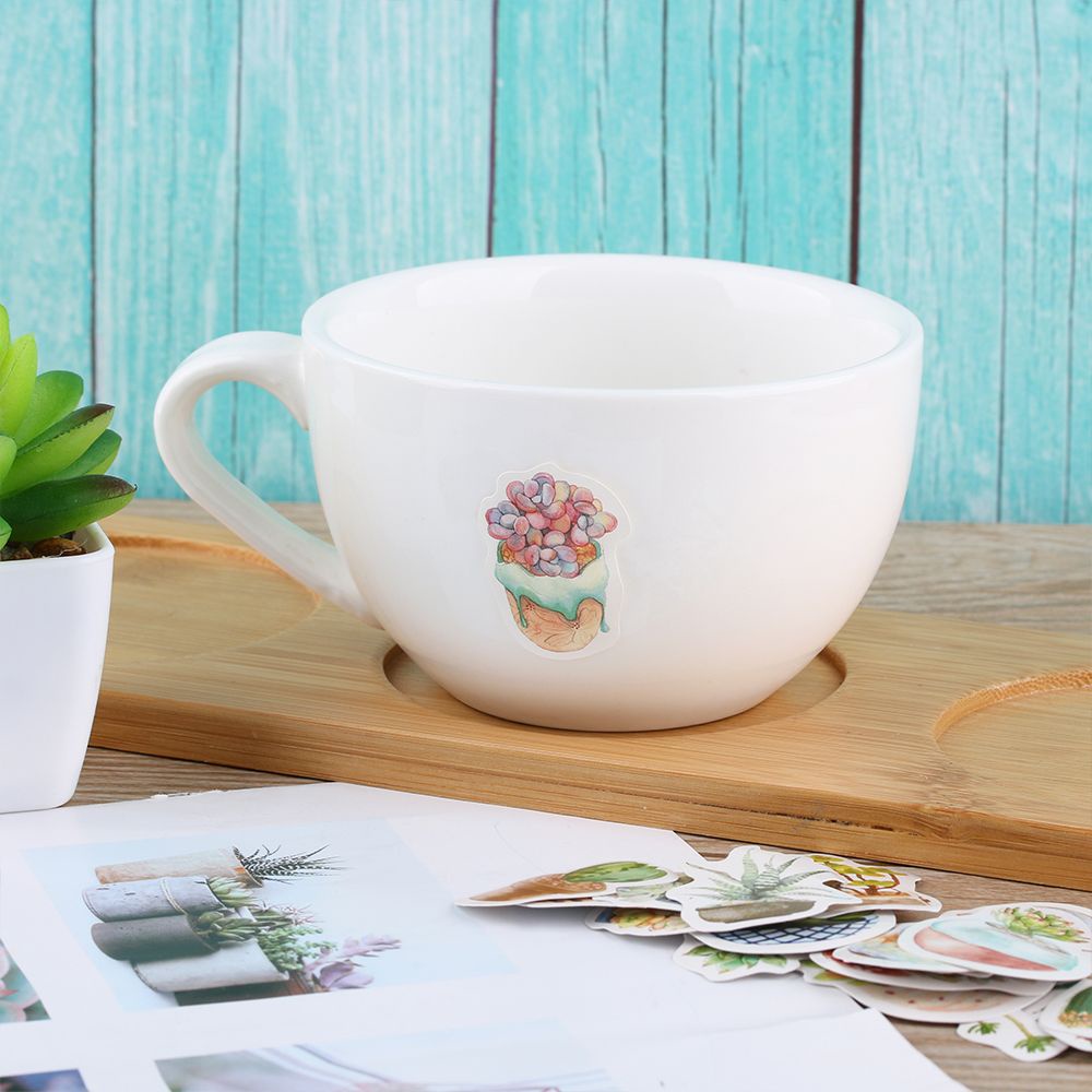 Hộp 50 miếng dán trang trí hình cây mọng nước hoạt hình đáng yêu