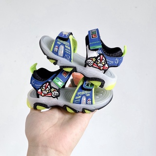 Sandal cho bé trai siêu nhân nhện có đèn led quai ngang dán tùy chỉnh đế chống trượt mã mới 2102