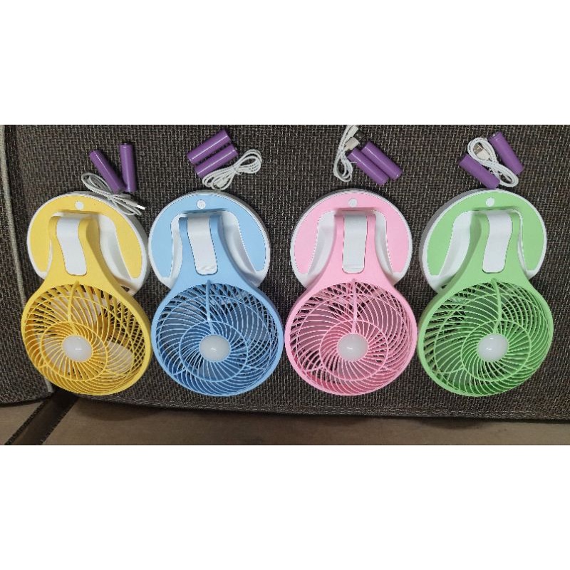 Quạt sạc tích điện 2 pin sạc rời tiện dụng kèm đèn Led và Cổng sạc USB