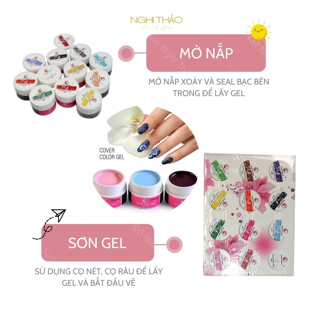 Set gel vẽ Fengshangmei 12 Màu NGHI THẢO