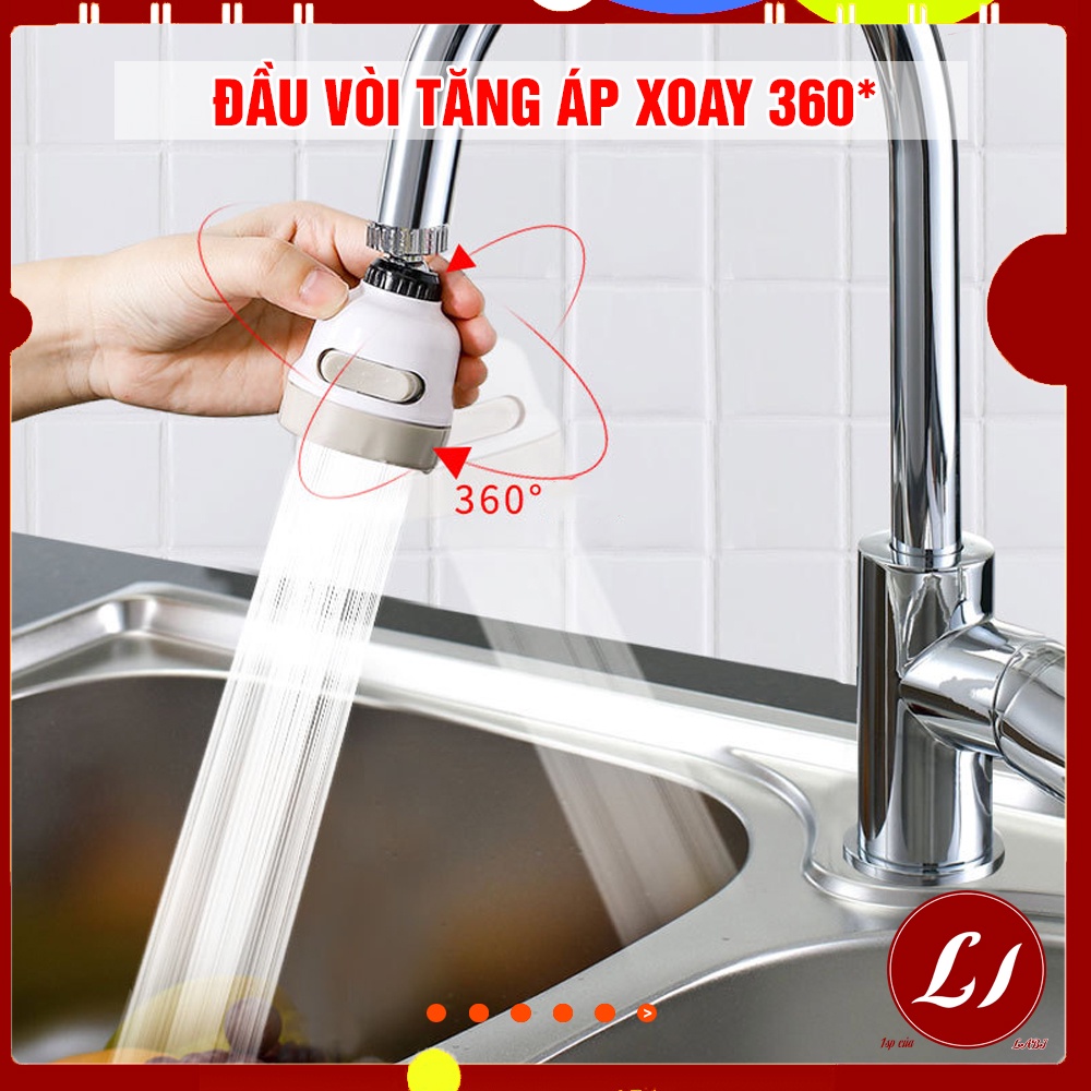 Đầu vòi tăng áp TRẮNG 3 chế độ xoay 360 độ tiện lợi