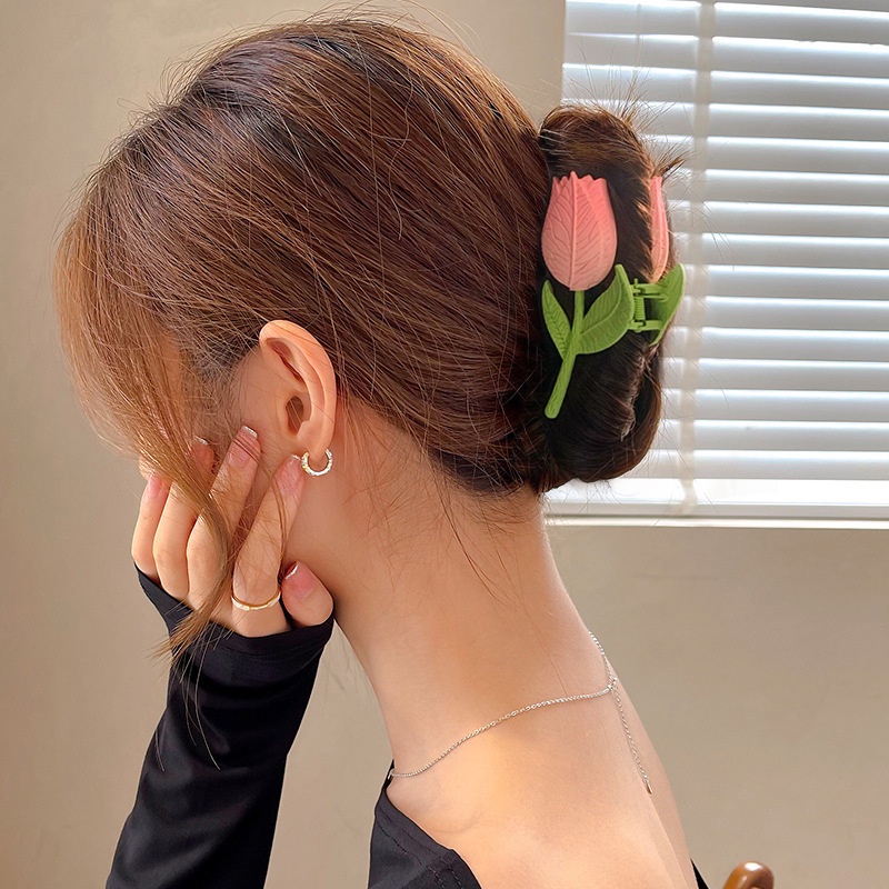 Kẹp Tóc Càng Cua Kim Loại Hình Hoa Tulip Hướng Dương Siêu Xinh Dễ Thương Mainia Shop