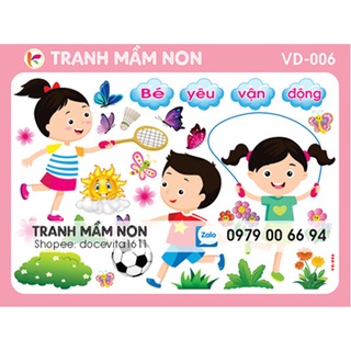 Decal mầm non-GÓC VẬN ĐỘNG VD-006 khổ to 127x80