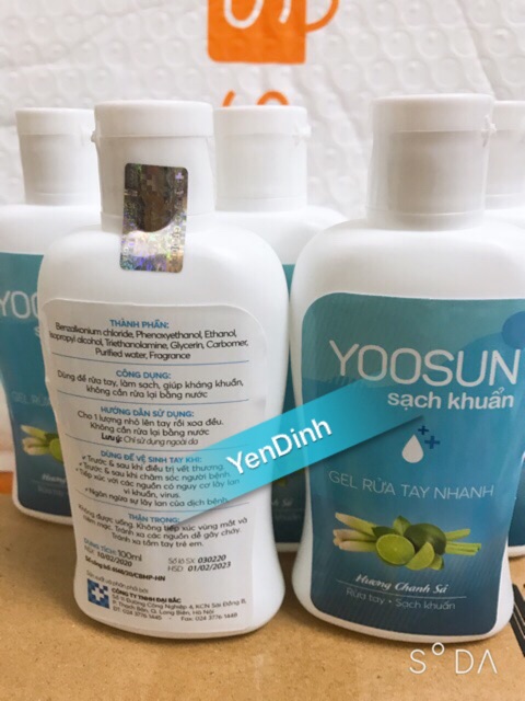 Gel Rửa Tay Nhanh Sạch Khuẩn YOOSUN 100ml Hương Chanh Sả
