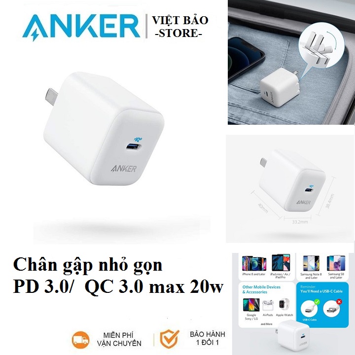 Củ Sạc Nhanh PD 20w Anker PowerPort III - A2632 [ Bảo hành 12 tháng]