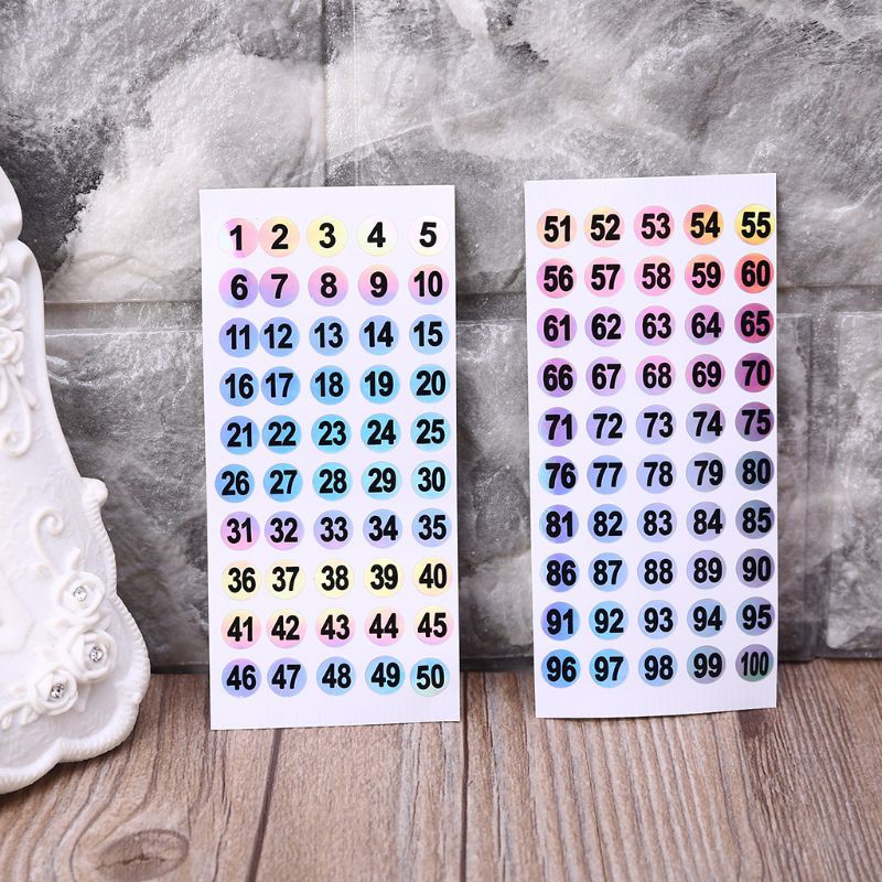 Bộ 1 Đến 200 Sticker Số 8mm Dán Trang Trí
