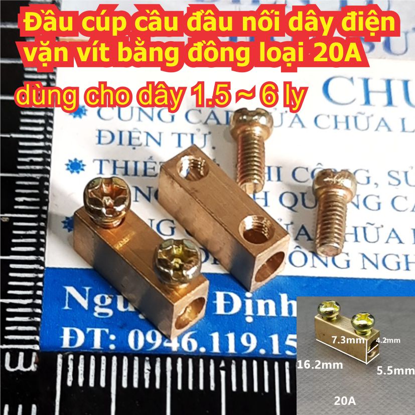 Combo gói Đầu cúp cầu đầu nối dây điện vặn vít bằng đồng loại 10A 20A 60A kde8460