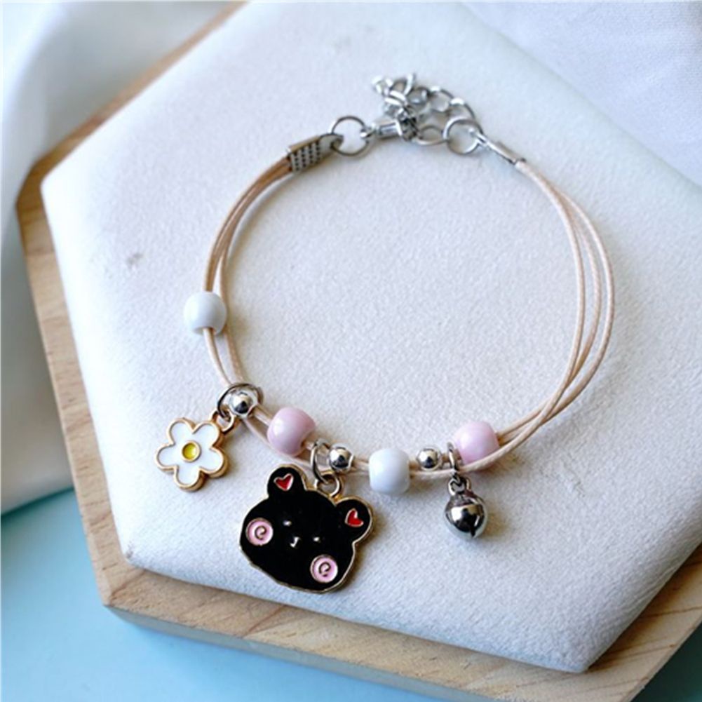 Vòng đeo tay chuỗi hạt gốm mặt hình mèo/gấu/cá hoạt hình có thể điều chỉnh cho cặp đôi bạn thân