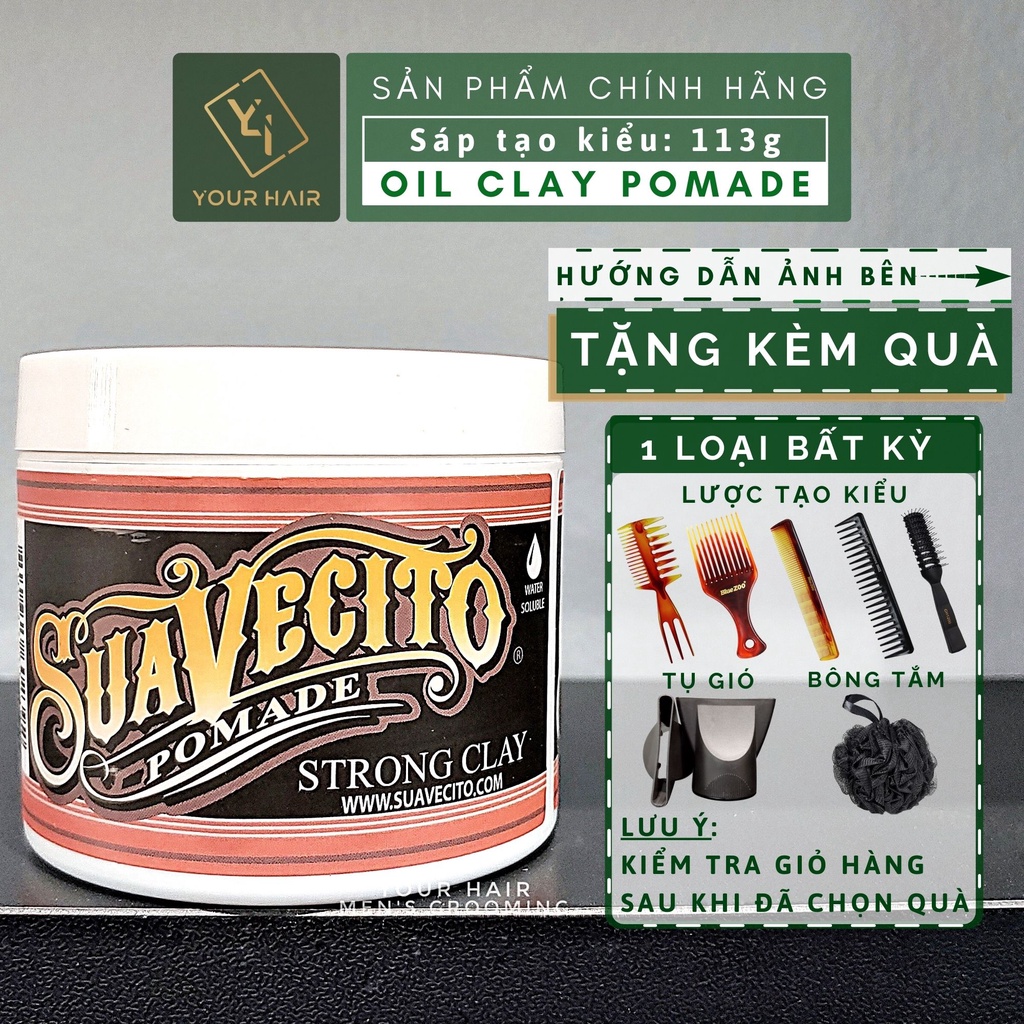 Sáp Pomade vuốt tóc Suavecito Strong Clay Pomade - 113g