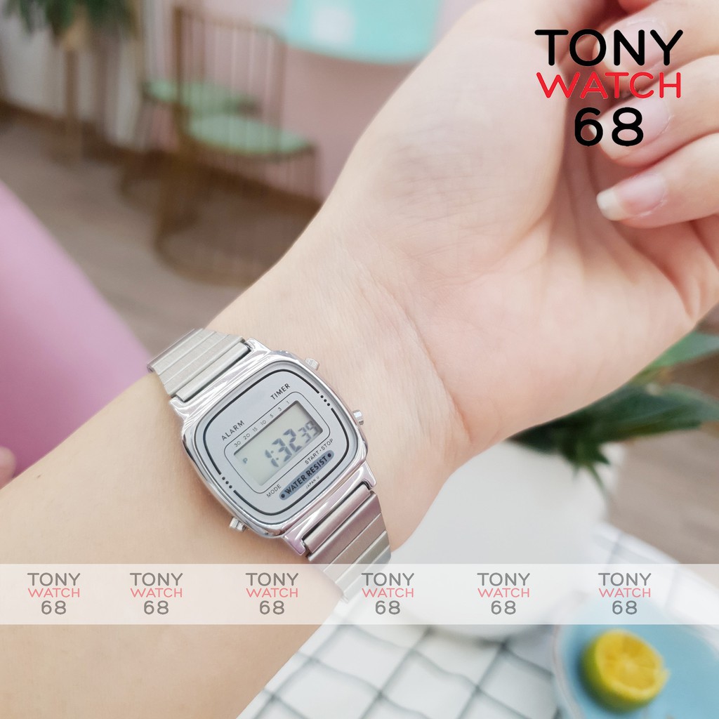 Đồng hồ điện tử SK nữ mặt vuông cong bản mini chống nước chính hãng cho dân văn phòng Tony Watch 68