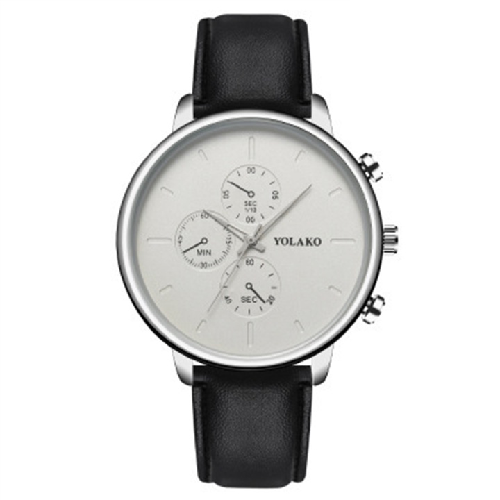 Đồng Hồ Nam YLK03 Dây Da Tổng Hợp Phong Cách Hàn Quốc