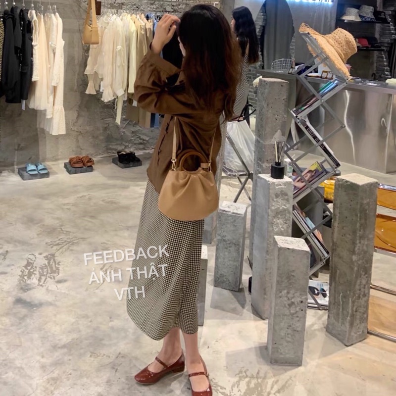 Túi Đeo Chéo Nữ Quai Gỗ Tròn Da Mềm Quai Gỗ 100% Hàng Quảng Châu Cao Cấp SẴN