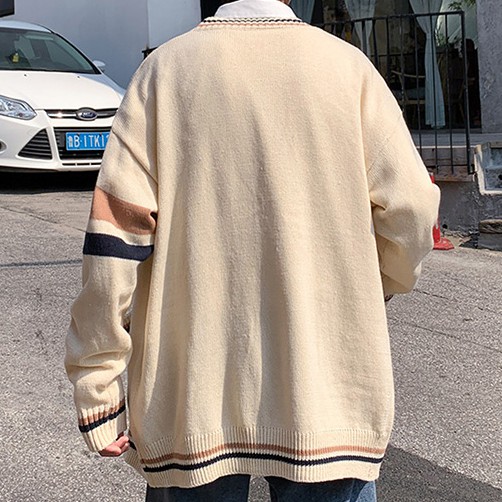 Áo khoác nam cardigan dệt kim đơn giản thời trang phong cách hàn quốc cho nam áo len  dài tay sọc dệt kim áo len couple  cổ chữ v rời