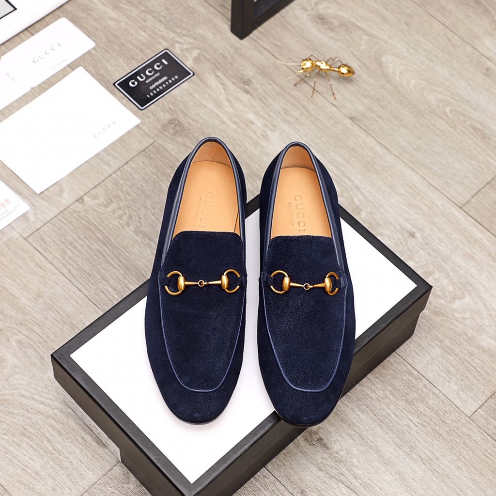 Giày lười nam da thật GUCCI GG GC thiết kế thời trang mang phong cách cổ điển và đơn sắc