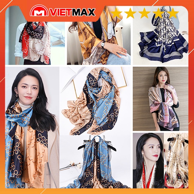 Khăn Lụa Satin 90x190 Cm Bản To Giúp Che Nắng Mùa Hè, Giữa Ấm Mùa Đông Tiện Lợi