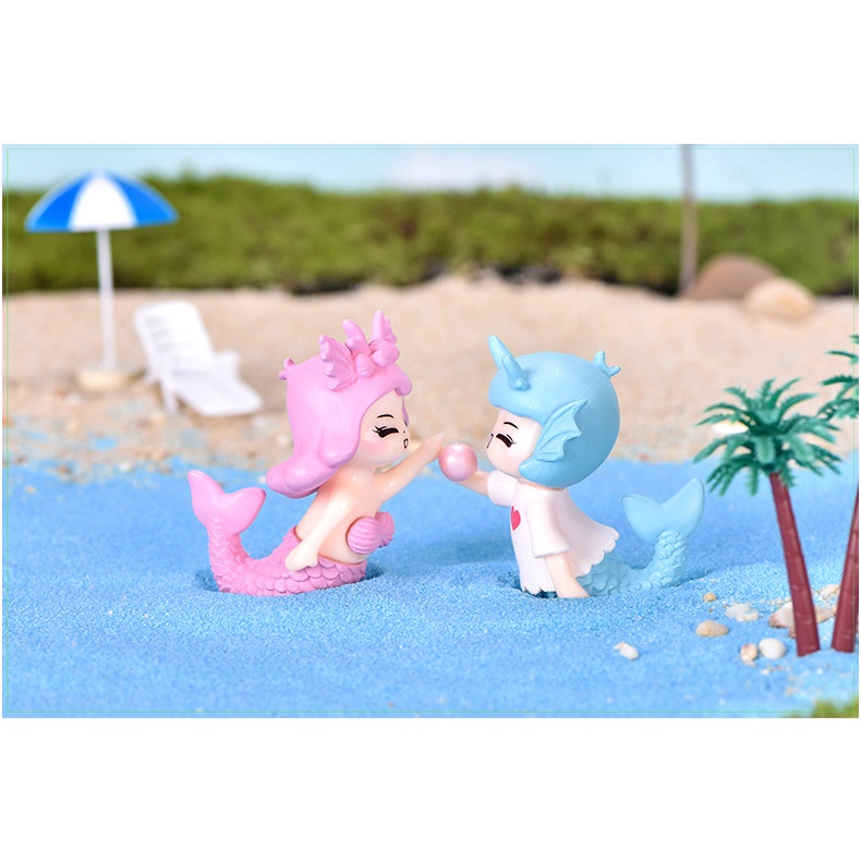 1 Cặp Đồ Trang Trí Hồ Cá Hình Cặp Đôi Nàng Tiên Cá Bằng PVC DIY