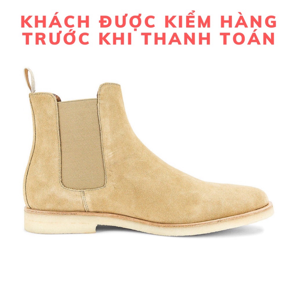 Giày thời trang nam cao cổ Chelsea boots da lộn màu tan đế tăng 3.5cm chiều cao