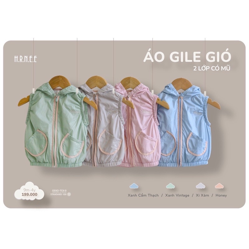 Áo Gile Nous 2 Màu Trần bông Gilet 2020 ( Size từ 3-6 Tháng Đến 2-3y)
