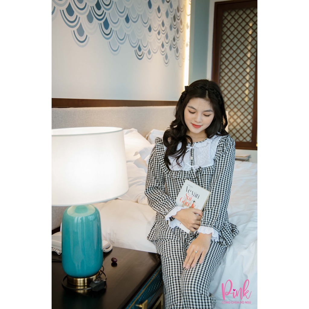 Đồ Ngủ Mùa Đông Pijama Vải Kate Loại 1 Không Nhăn Mịn Mát Đồ Mặc Nhà Nữ Tay Dài Phong Cách Hàn Quốc Nữ Tính - Pink Store