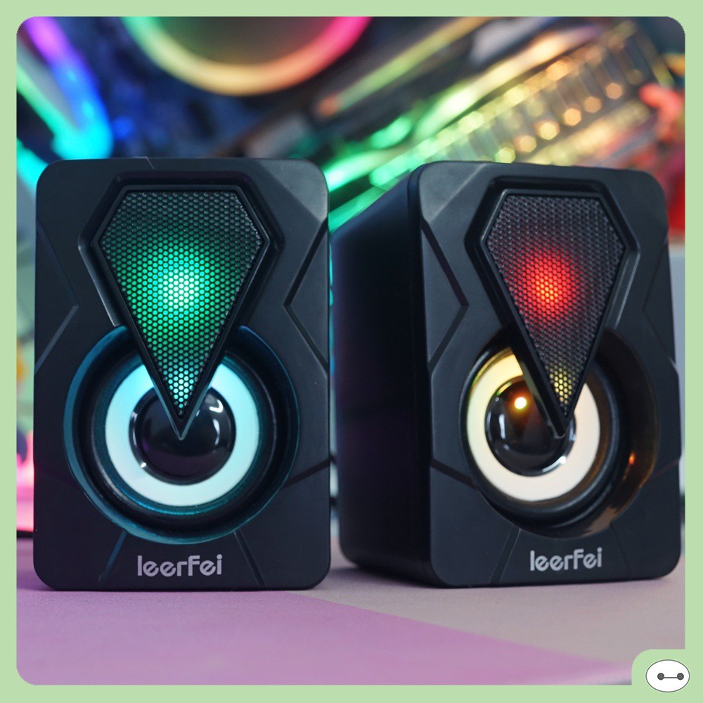 Loa mini 2.0 LeerFei E-1017 - Loa vi tính mini LED RGB bảo hành 6 tháng | giá cực rẻ