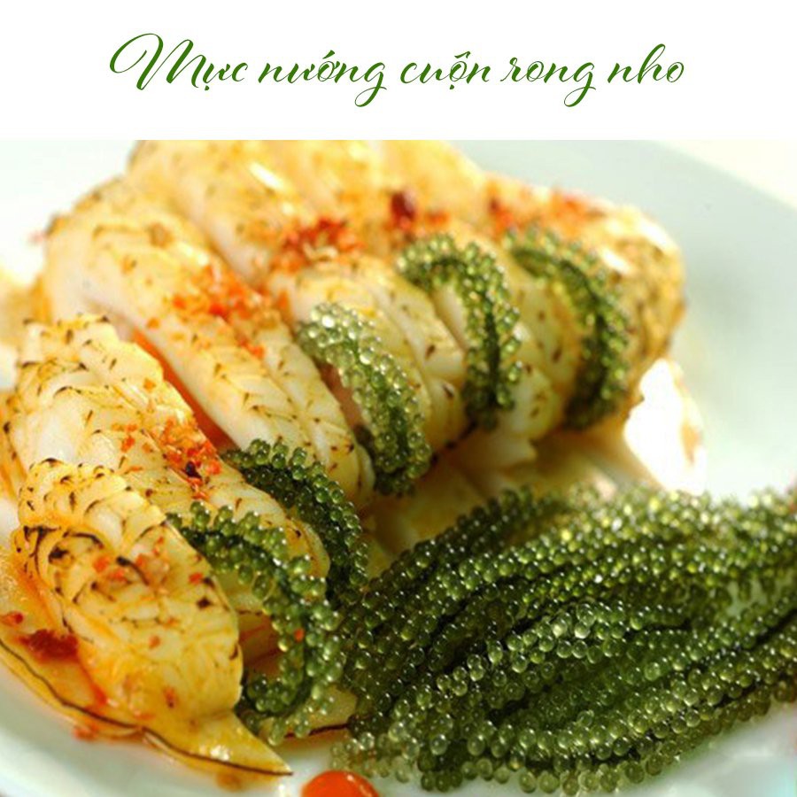 Rong nho tách nước Khánh Hòa Công nghệ tách nước từ rong nho tươi tiêu chuẩn Nhật Bản 25 Gam x 5 Gói