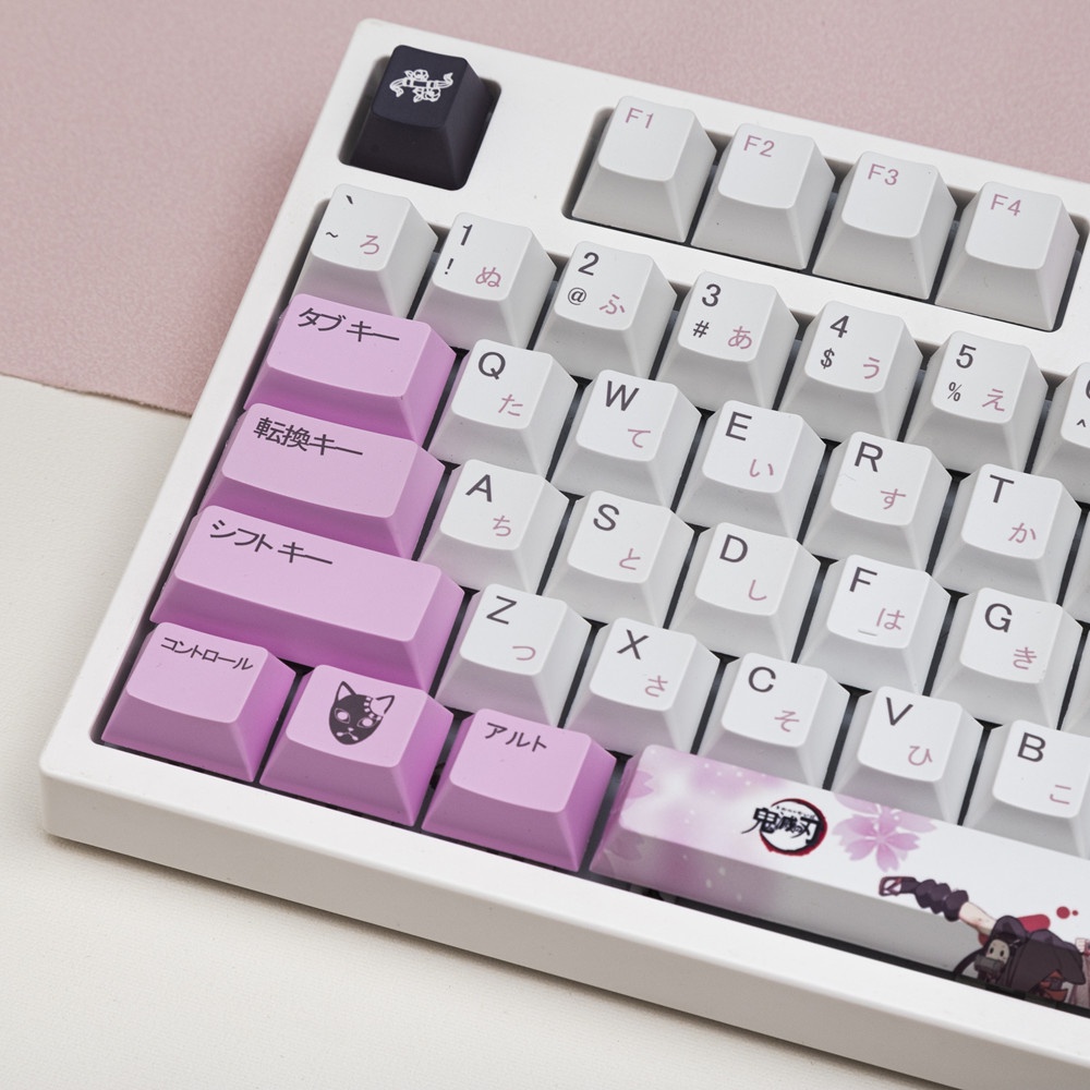 135 Phím Kamado Nezuko Keycaps Cherry Profile Demon Slayer Pink Anime PBT Dye Sub Bàn phím cơ học Keycap
