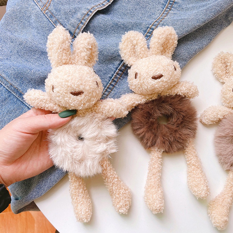 Dây Cột Tóc Đuôi Ngựa Co Giãn Hình Gấu / Thỏ Nhồi Bông Đáng Yêu