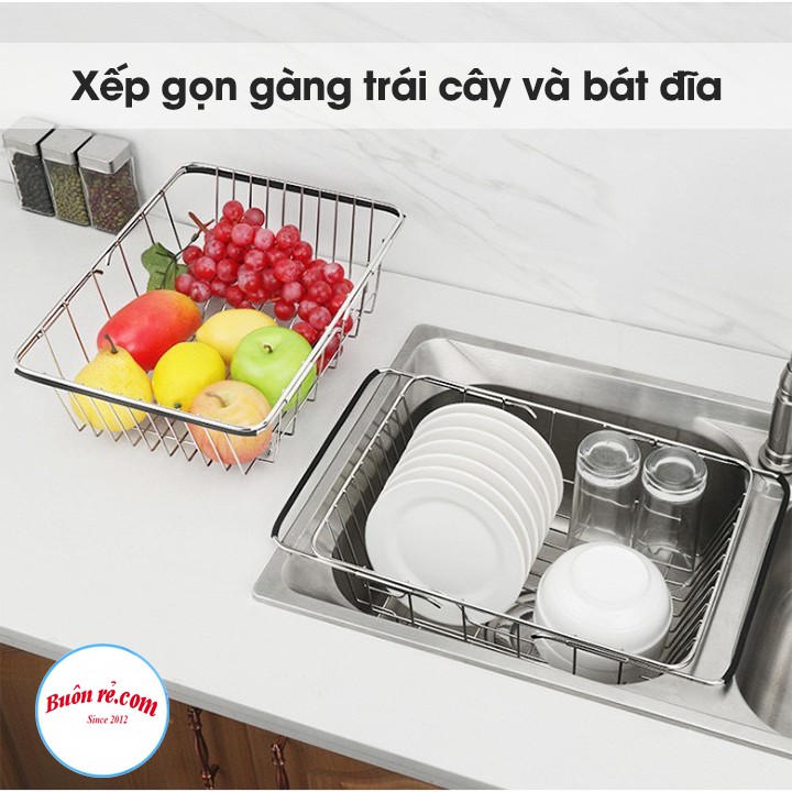 Kệ Inox gác bồn rửa chén đựng bát - Giá đựng hoa quả đĩa tiện dụng, hữu ích – br01385