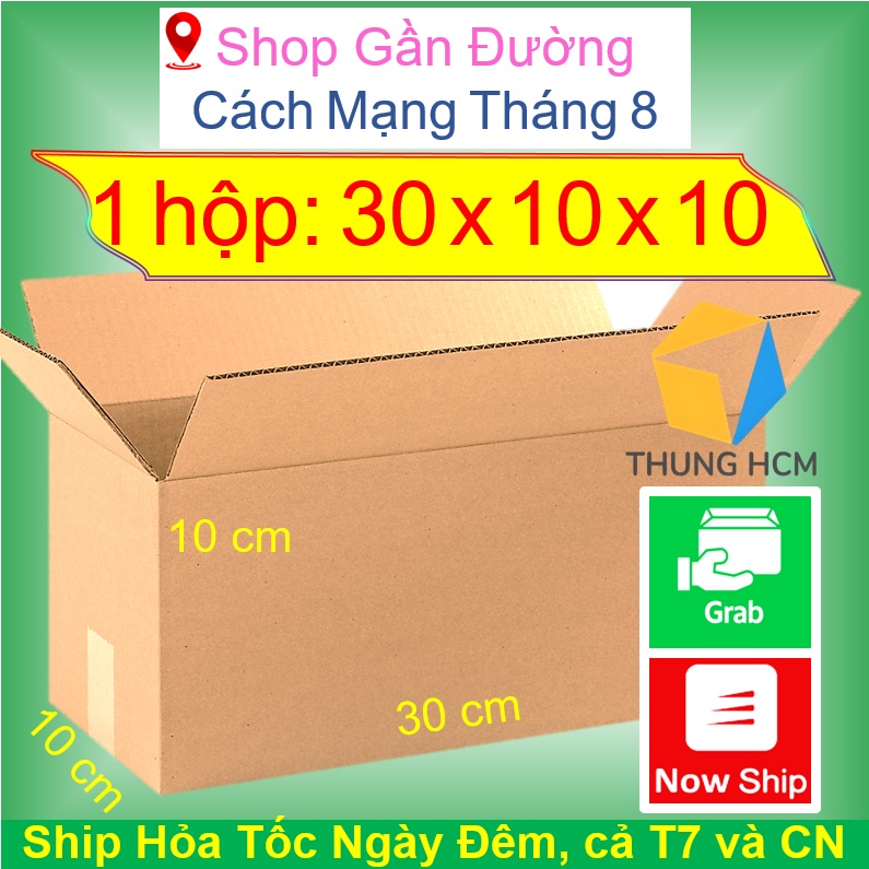 Hộp carton gói hàng 30x10x10 thùng carton đóng hàng thunghcm H18