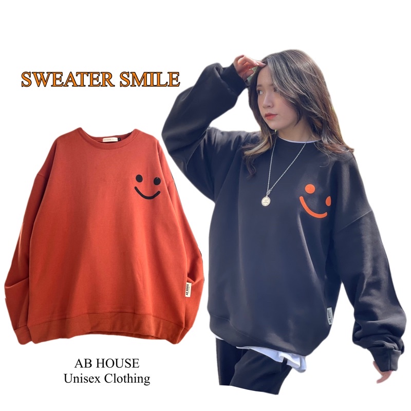 Áo Sweater Nỉ Bông SMILE Nam Nữ Unisex (Ảnh Thật/Có Sẵn)