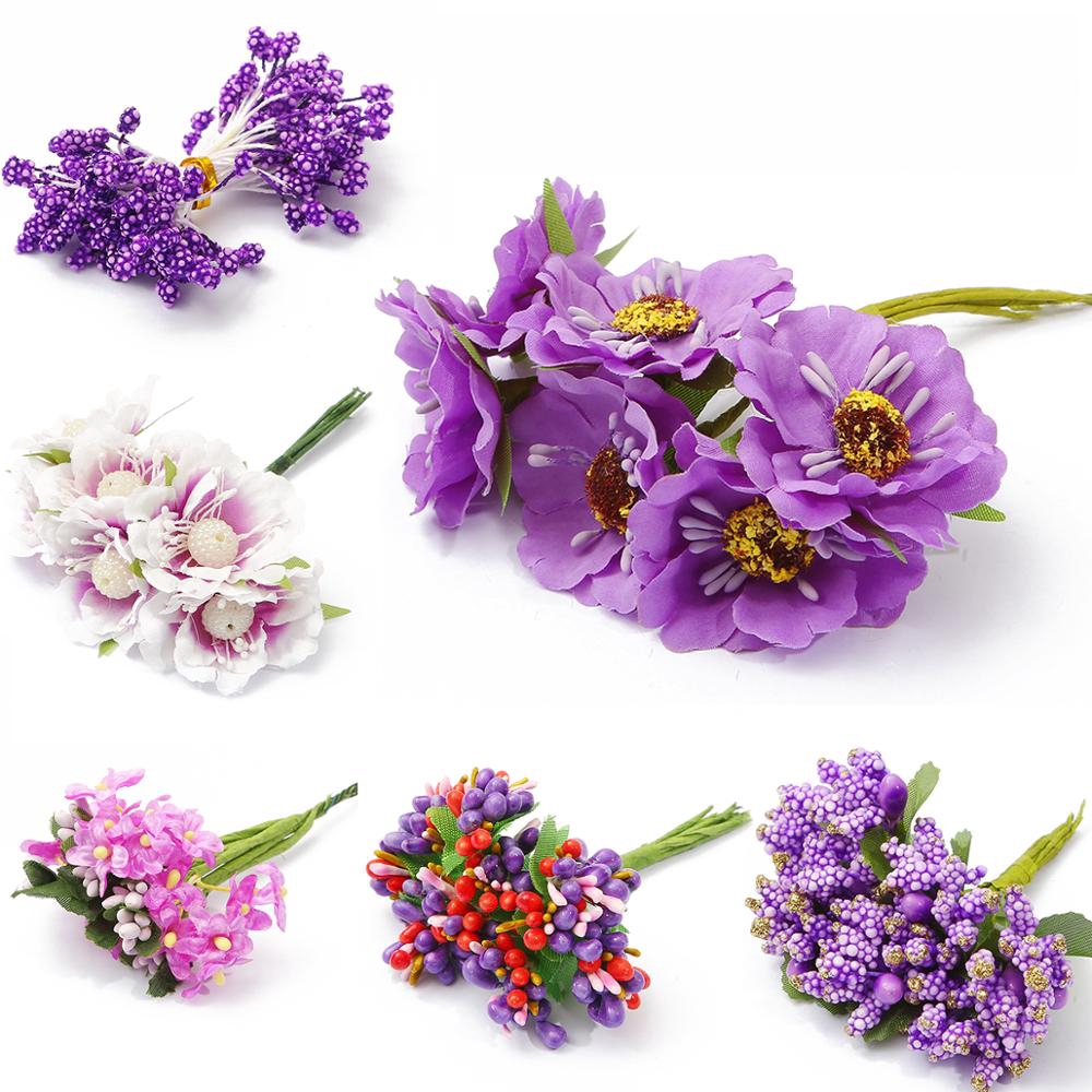 22 Bông Cherry Stamens Bó Hoa Trang Trí Hộp Bánh Cưới Giáng Sinh DIY