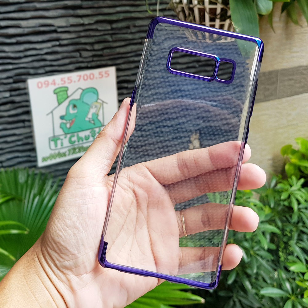 Ốp lưng Samsung Note 8 Dẻo Trong Suốt Viền Xi Màu
