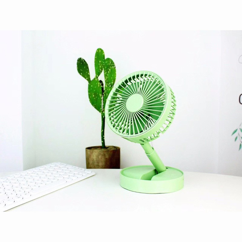 Quạt cầm tay gấp gọn để bàn quạt mini có 3 tốc độ gió làm mát, cổng sạc USB, xoay 180 độ siêu tiện lợi