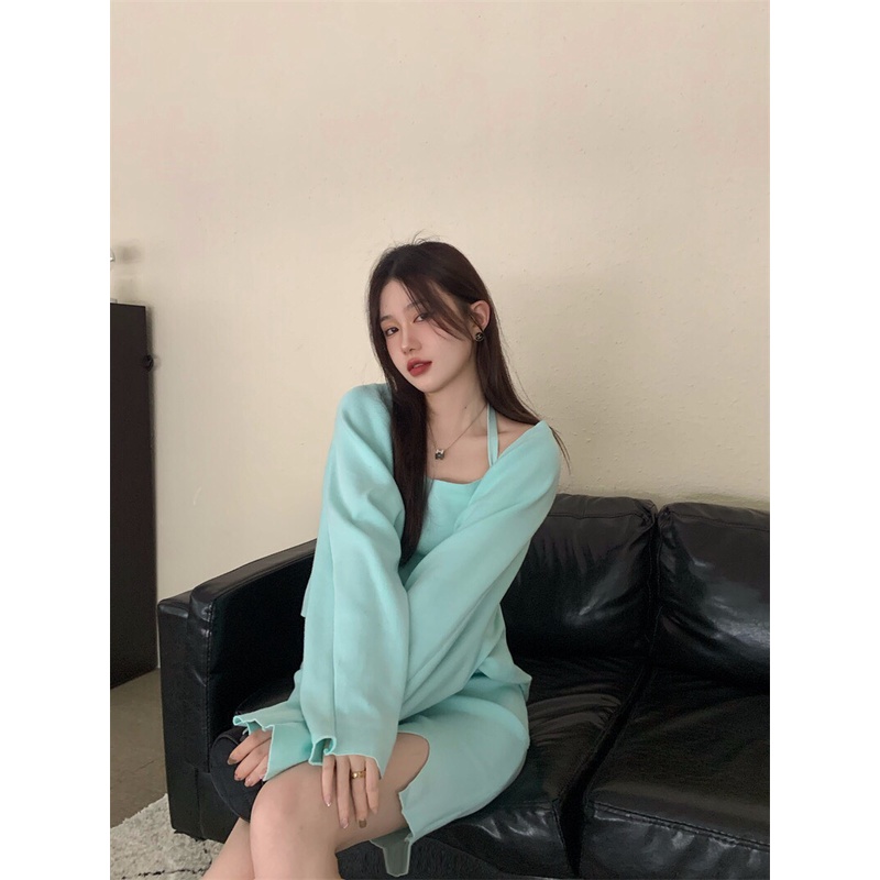 Sét váy len body kemd áo khoác ngoài dáng ôm sexy chất mềm mịn