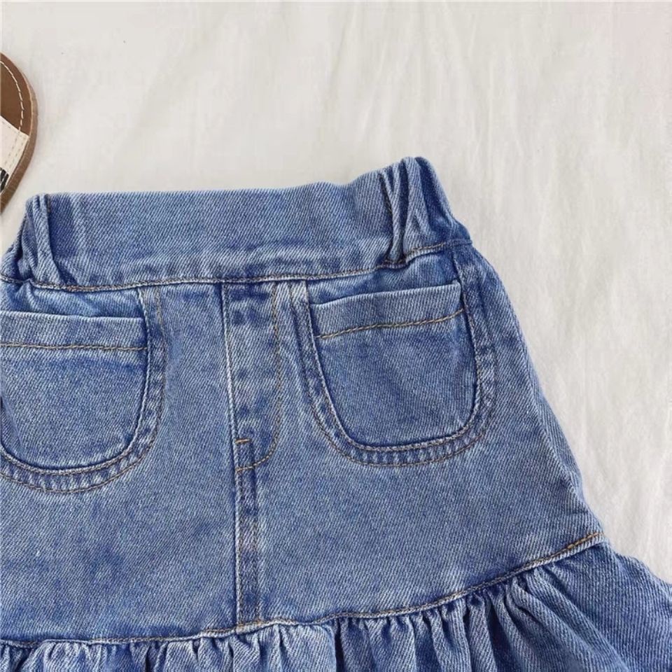 Set Áo Thun Và Chân váy jean Thời Trang Năng Động Cho Bé Gái