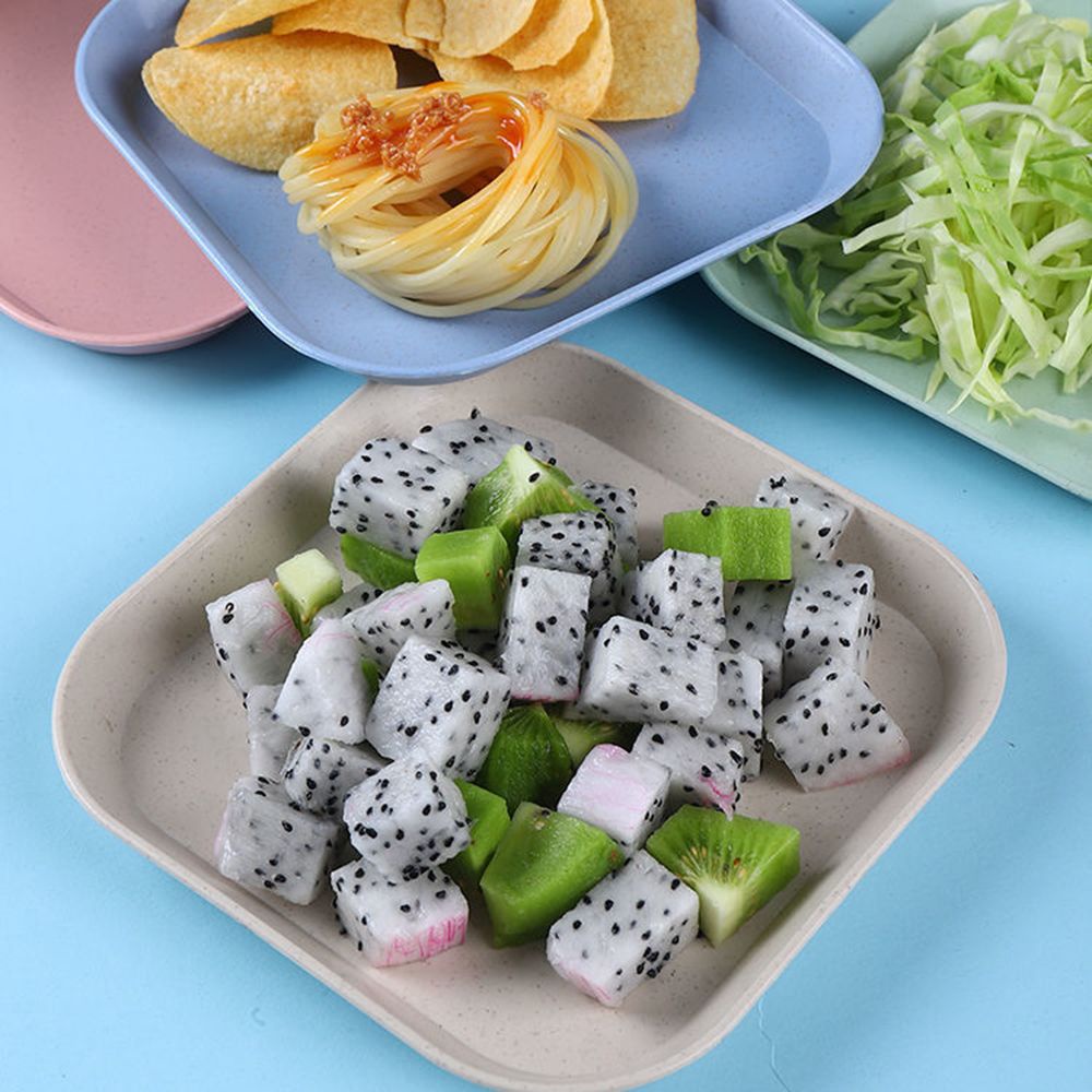 Khay đựng trái cây/thực phẩm hình vuông bằng lúa mạch sáng tạo dễ thương