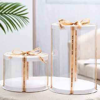 Hộp mica trong tròn đựng bánh gato bánh kem, đựng quà Tết (set 5 hộp ko kèm ruy băng)