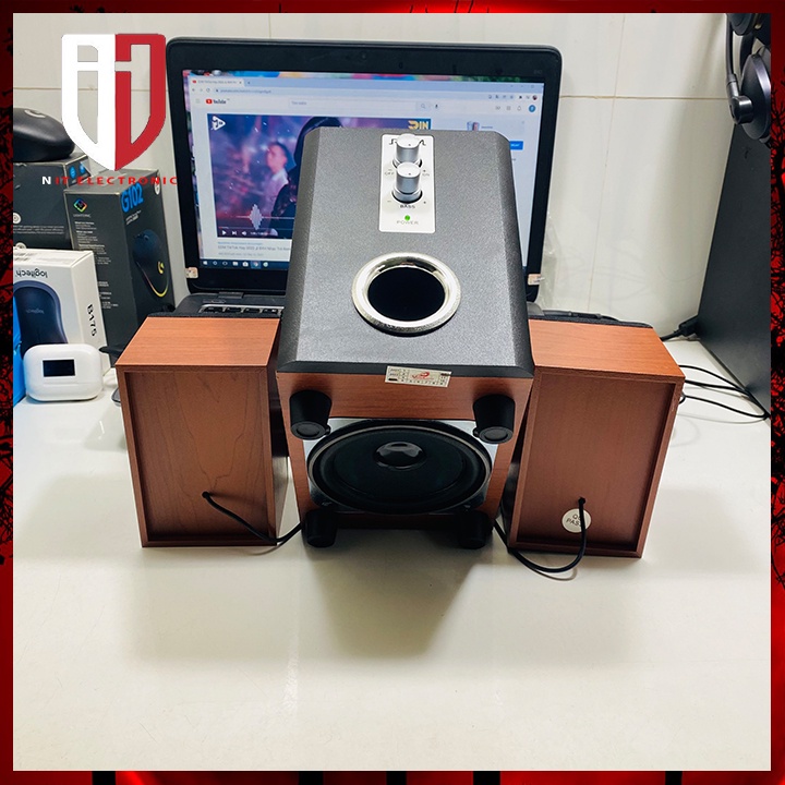 Loa Máy Vi Tính Pc Để Bàn Có dây Chính Hãng 2.1 RHM RM-220BT Loa Thùng Gỗ Bass Mạnh